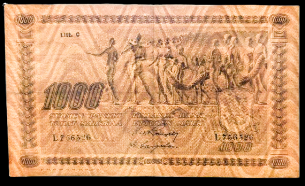 Finland 1922 1000 Markkaa Litt. C L756526 Rangell - Carpelan - Image 3