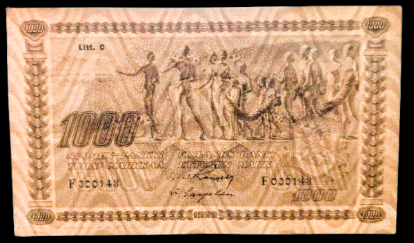 Finland 1922 1000 Markkaa Litt. C F000143 Rangell – Carpelan - Image 3