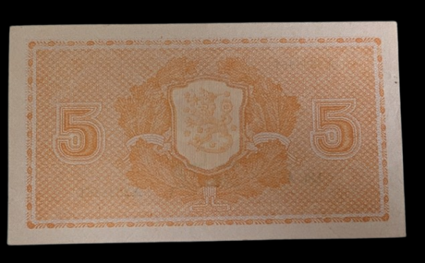 Finland 1945 5 Markkaa Litt. A A2226961 Tuomioja – Alsiala - Image 2