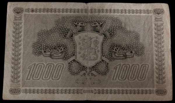 Finland 1922 1000 Markkaa Litt. C B418354 Ryti - Aspelund (Type I) - Image 2