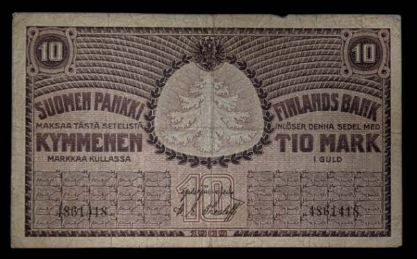 10 Markkaa 1909 4861418 (Korkeat Numerot)