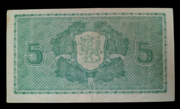 5 Markkaa 1939 Litt. D C7397057 Jutila – Aspelund - Image 2