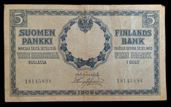 Finland 1909 5 Markkaa SP FB 18145898 Järnefelt - Hisinger Jägerskiöld