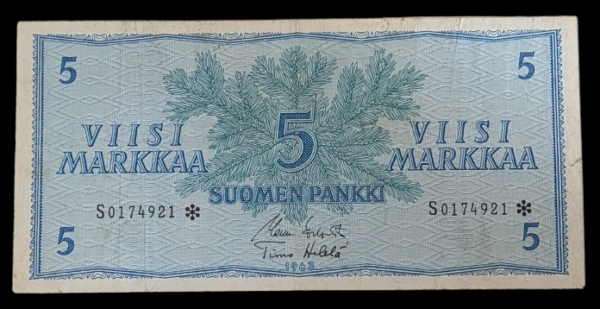 Finland 1963 5 Markkaa Star(replacement) S0174921 Koivisto - Helelä