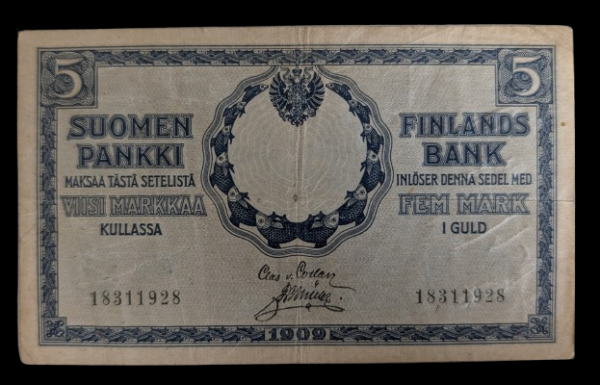 5 Markkaa 1909 18311928 SP FB von Collan – Müller