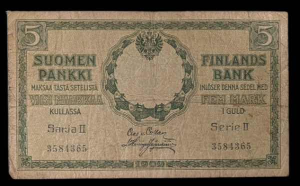 5 Markkaa 1909 Sarja II 3584365 von Collan – Hisinger Jägerskiöld