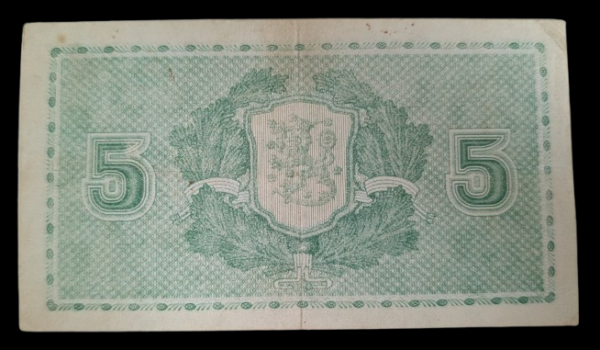 5 Markkaa 1939 Litt. D A0105502 af Heurlin – Aspelund - Image 2