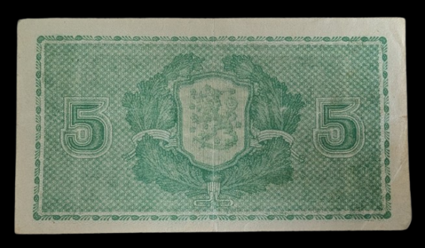 5 Markkaa 1939 Litt. D D0586808 Rangell – Wahlman - Image 2