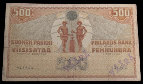 500 Markkaa 1909 241255 Järnefelt – Muller