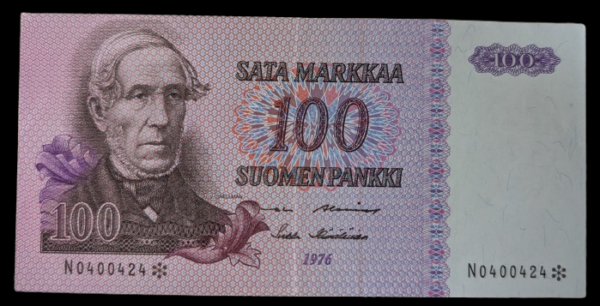 100 Markkaa 1976 Tähti N0400424 Alenius – Hämäläinen