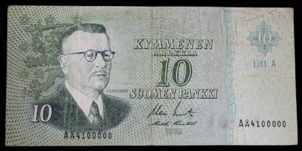10 Markkaa 1963 Litt. A AÅ4100000