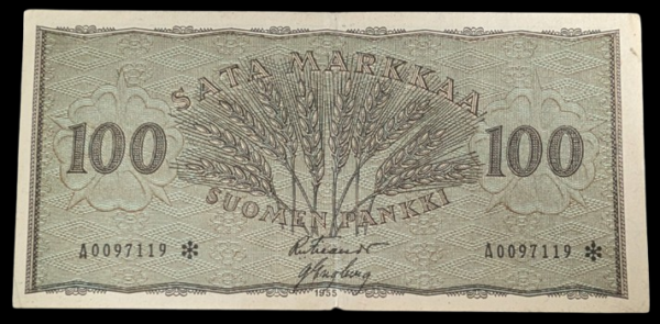 100 Markkaa 1955 Tähti A0097119 von Fieandt – Engberg