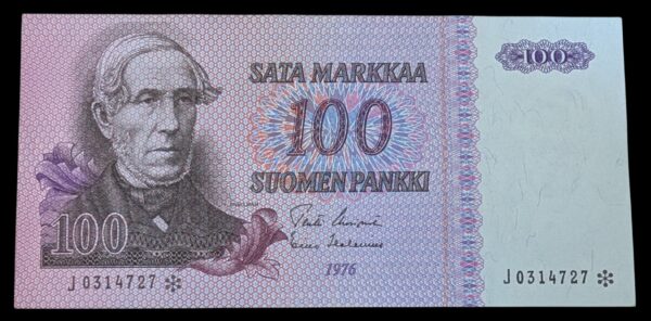 100 Markkaa 1976 Tähti J0314727 Uusivirta – Helenius