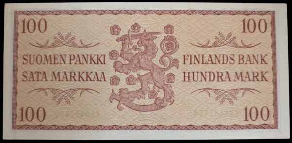 100 Markkaa 1957 AA0461400 Waris – Engberg - Image 2
