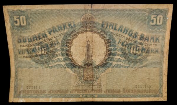 50 markkaa 1909 0731145, vesileimalla - Image 5