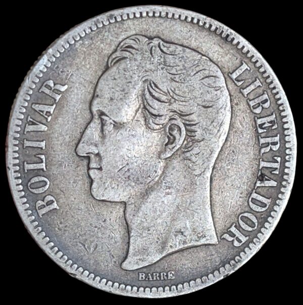 Venezuela 5 Bolivares 1889 - Image 2