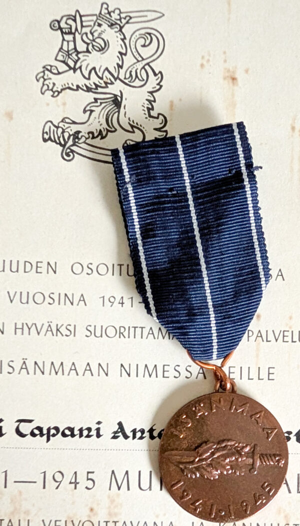 Jatkosodan mm + myöntökirja