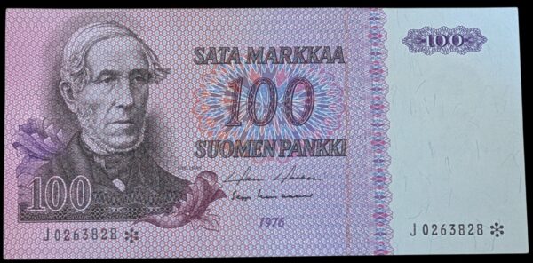 100 Markkaa 1976 Tähti J0263828 Ollila – Koivikko