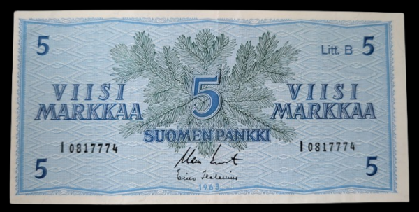 5 Markkaa 1963 Litt. B I-Sarja korvaava I0817774