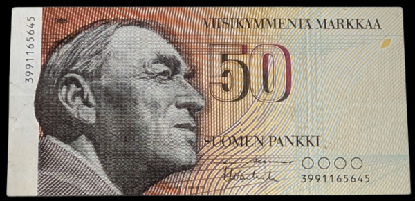 Finland 1986 50 Markkaa, 399-series (replacement) 3991165645 Alenius – Vanhala