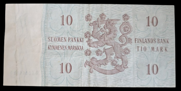 Finland 1963 10 Markkaa Litt. A AX0000020, Low Serial Number! - Image 2