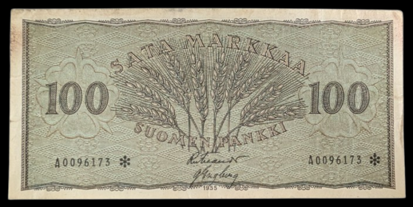 100 Markkaa 1955 Tähti A0096173 von Fieandt – Engberg