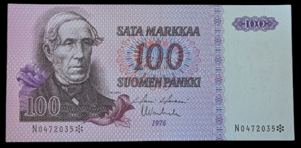 100 Markkaa 1976 Tähti N0472035 Holkeri – Vanhala