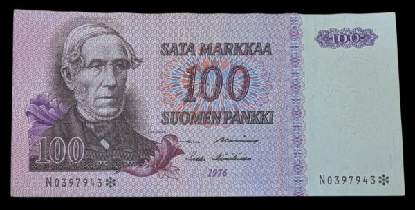 100 Markkaa 1976 Tähti N0397943 Alenius – Hämäläinen