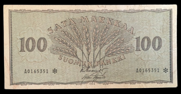 Finland 1955 100 Markkaa Star(replacement) A0165351 von Fieandt – Engberg