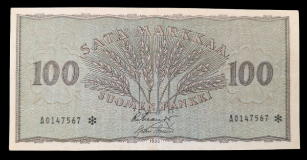 Finland 1955 100 Markkaa Star(replacement) A0147567 von Fieandt – Aspelund