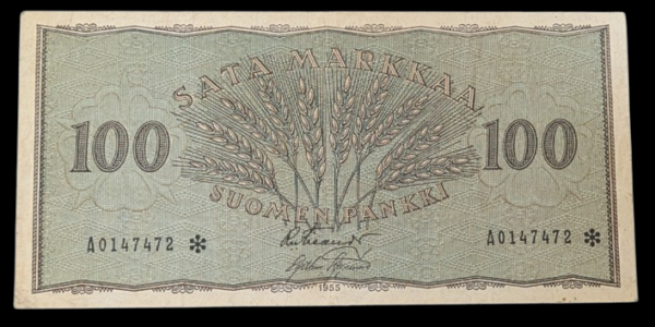 Finland 1955 100 Markkaa Star(replacement) A0147472 von Fieandt – Aspelund