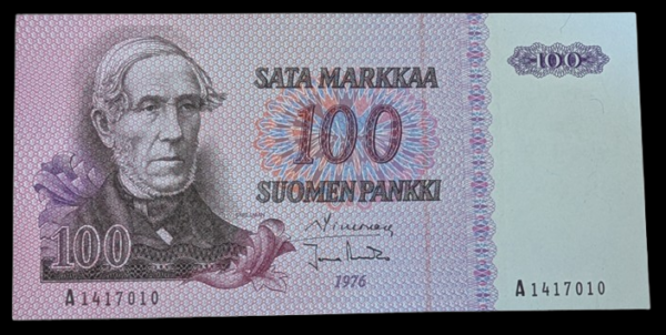 100 Markkaa 1976 A1417010 Simonen - Aranko