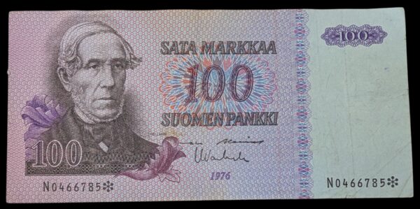 100 Markkaa 1976 Tähti N0466785 Alenius – Vanhala