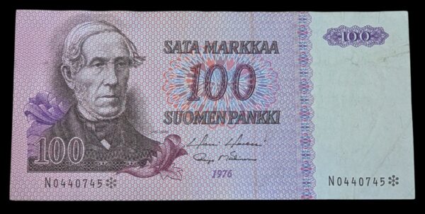 100 Markkaa 1976 Tähti N0440745 Holkeri – Mäkinen