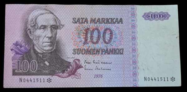 100 Markkaa 1976 Tähti N0441511 Lindblom – Helenius