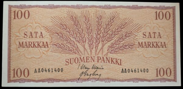 100 Markkaa 1957 AA0461400 Waris – Engberg