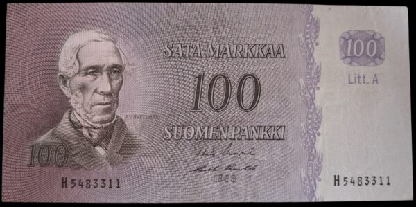 100 Markkaa 1963 Litt. A H5483311 Uusivirta – Puntila