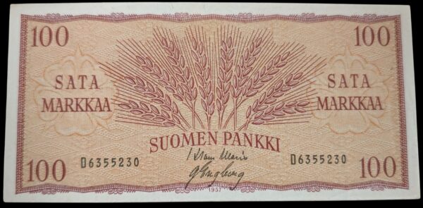 100 Markkaa 1957 D6355230 Waris – Engberg