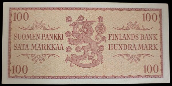 100 Markkaa 1957 D6355230 Waris – Engberg - Image 2
