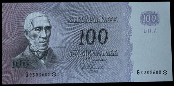 100 Markkaa 1963 Litt. A Tähti G0308608 Simonen - Luukka