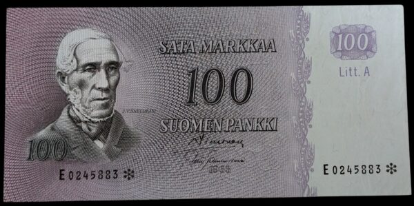 100 Markkaa 1963 Litt. A Tähti E0245883 Simonen – Tammivuori