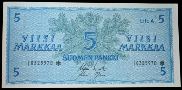 5 Markkaa 1963 Litt A Tähti I0325978 Koivisto – Nars