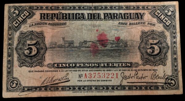 Paraguay 5 Pesos Fuertes 1923
