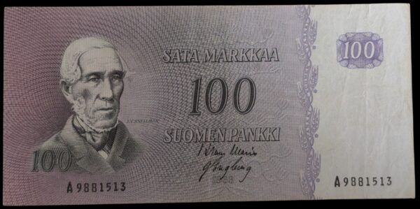 100 Markkaa 1963 A9881513 Waris – Engberg