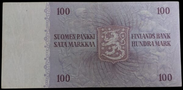 100 Markkaa 1963 A9881513 Waris – Engberg - Image 2