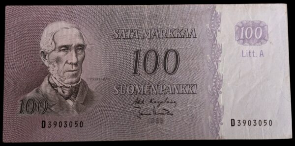 Finland 1963 100 Markkaa Litt. A D3903050 Karjalainen – Aranko