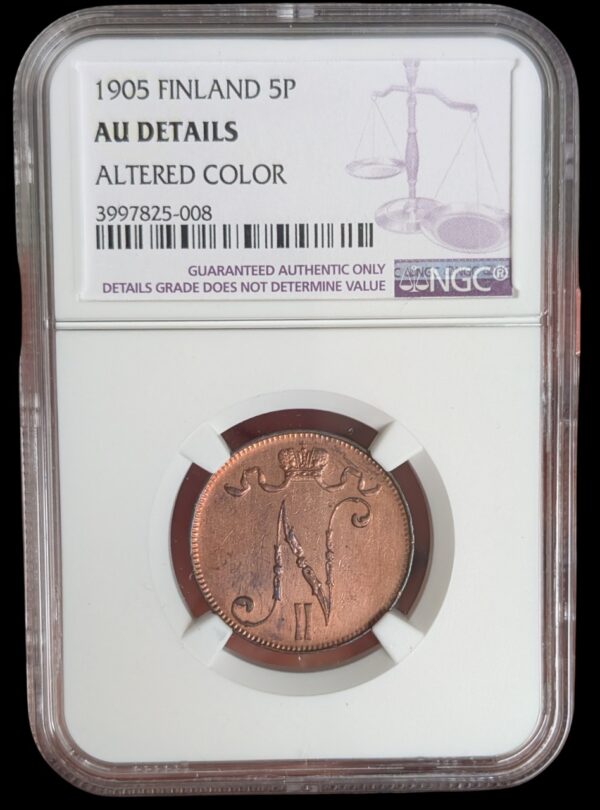 Finland 1905 5 Pennia NGC AU Details - Image 3