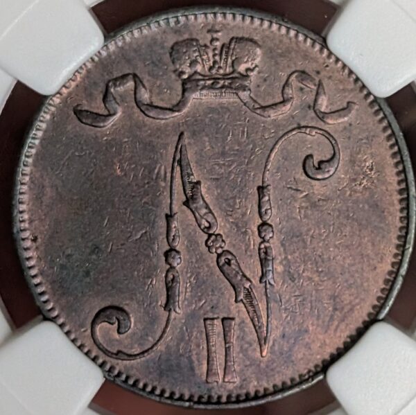 Finland 1898 5 Pennia NGC AU Details - Image 2