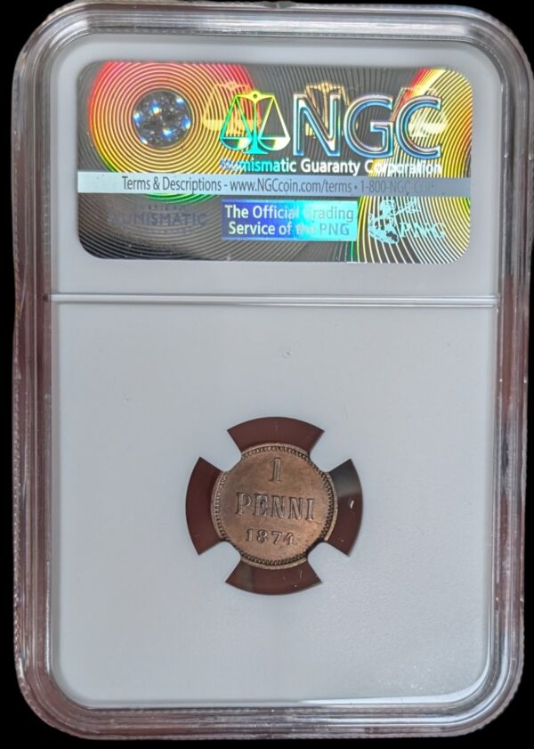 Finland 1874 1 Penni NGC AU Details - Image 4