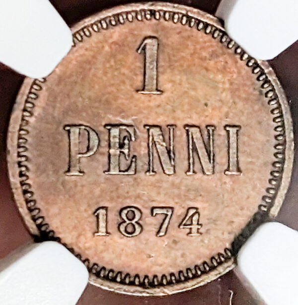 Finland 1874 1 Penni NGC AU Details